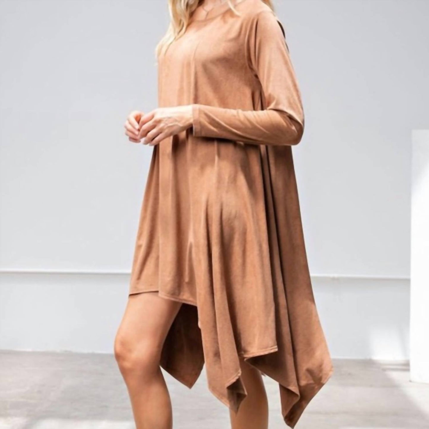 Easel - Faux Suede Sharkbite Hem Dress