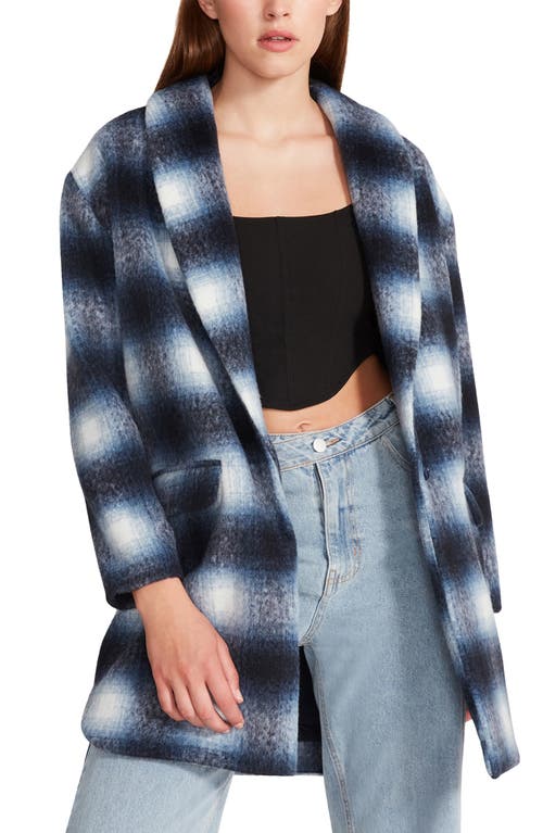 Steve Madden Zoey Brushed Plaid Jacket in Peacoat Navy , Size Small