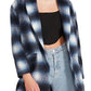 Steve Madden Zoey Brushed Plaid Jacket in Peacoat Navy , Size Small