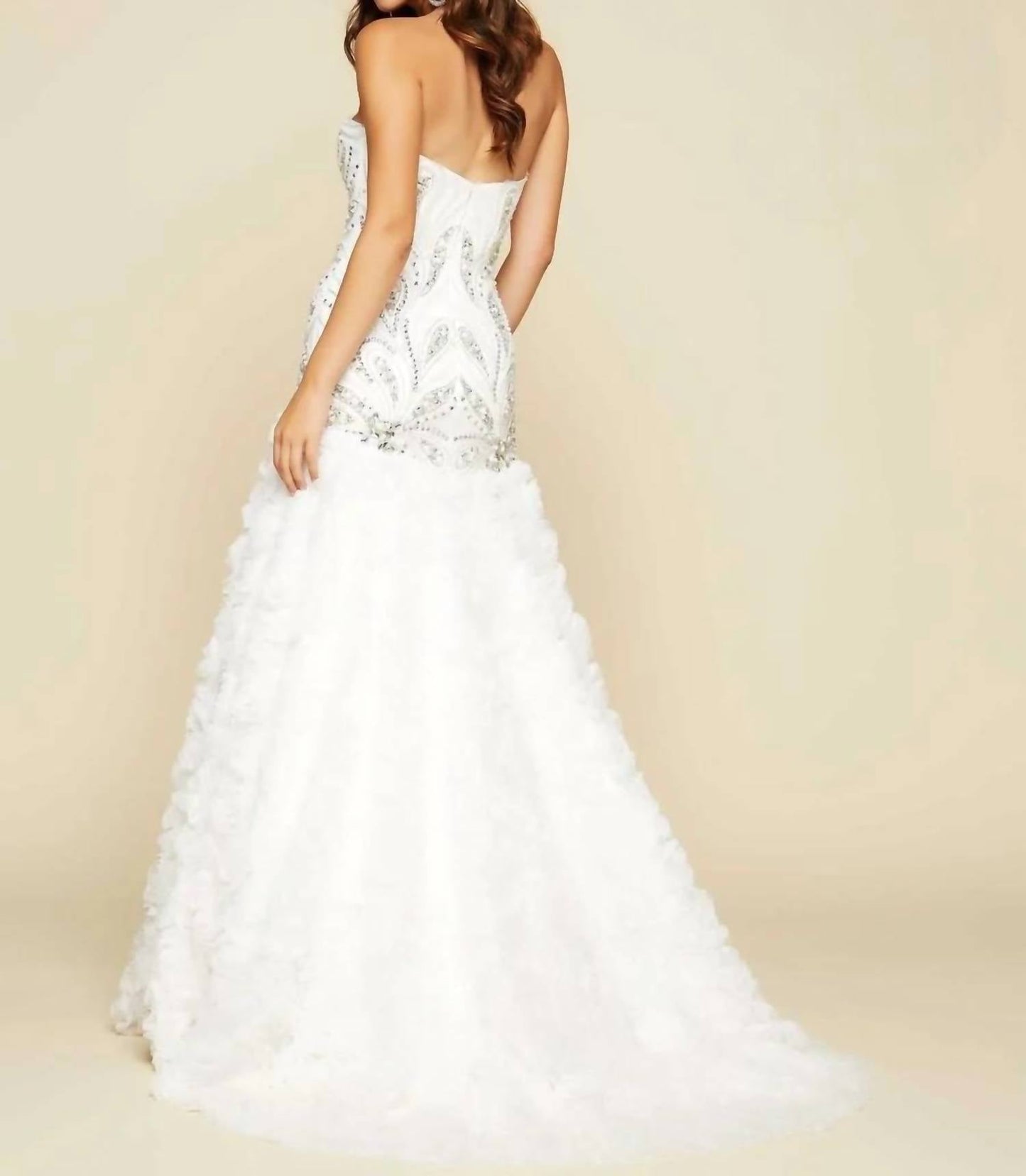 Mac Duggal - Ruffled Rhinestone Embellished Gown