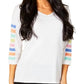 Angel - 3/4 Sleeve Stripe V Neck Top