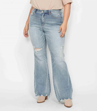 Judy Blue - Calça Jeans Flare Destroy com Controle de Barriga