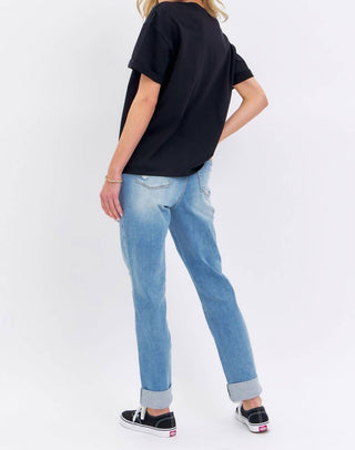 Judy Blue - Calça Jeans Boyfriend Destroy de Cintura Alta