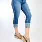 Judy Blue - High Waist Tummy Control Cuff Capri Jeans