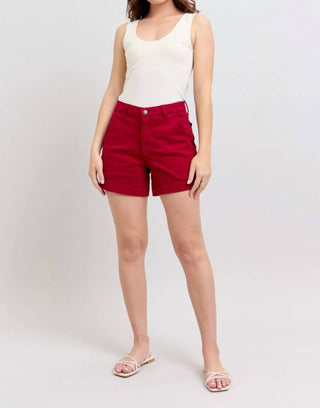 Judy Blue - High Waist Tummy Control Garment Heart Shaped Pocket Trouser Denim Short