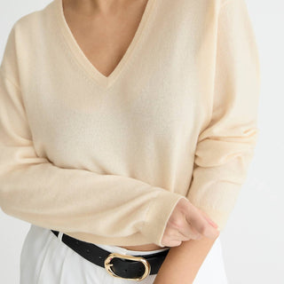 J.Crew - Suéter curto de cashmere relaxado com decote em V