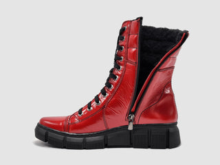 Helios - Botas femininas de couro com forro de pele de Medusa e zíper