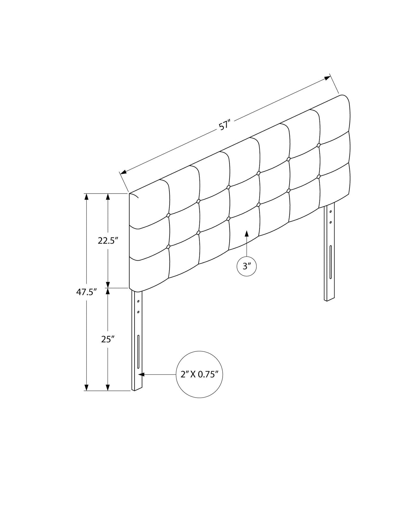 Full Size Upholstered Bed Headboard - Brown