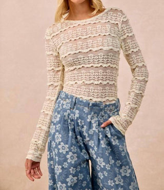 Aaron & Amber - Sweet Cream Long Sleeve Lace Top