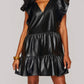 Buddylove - Ronnie Ruffle Sleeve Leather Dress