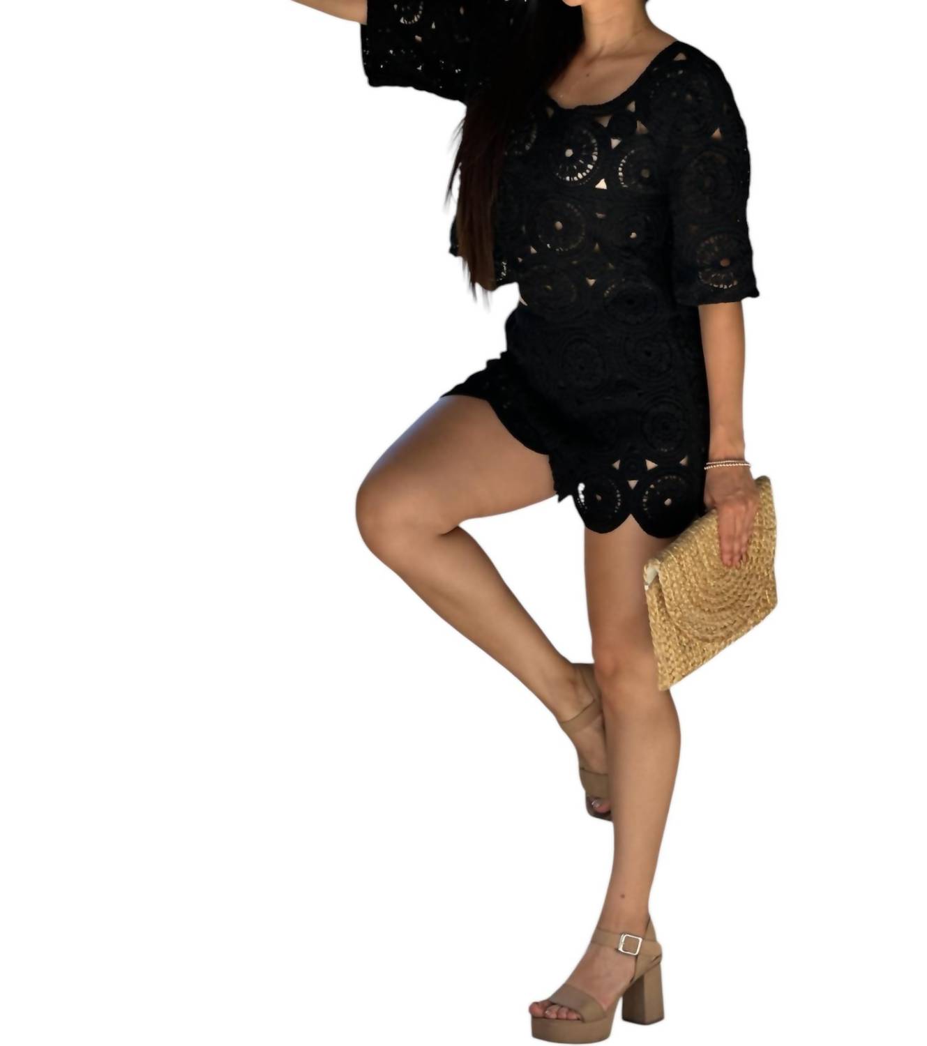 A.C.G. Los Angeles - Boho Crochet Lace Crop Top & Short Set