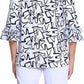 Multiples - 3/4 Sleeve Pattern Drop Shoulder Top