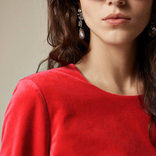 J.Crew - Vestido de manga comprida em veludo elástico