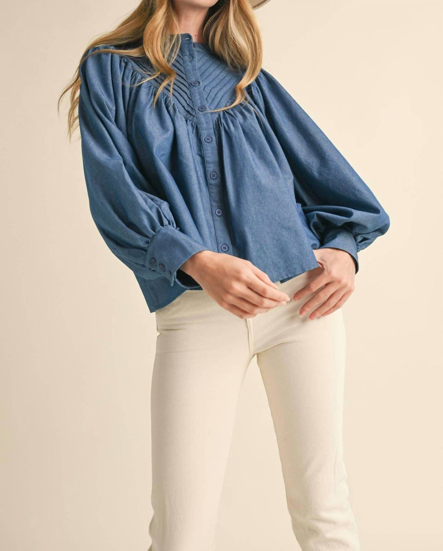 &Merci - Button Down Batwing Sleeve Top