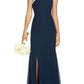 Social Bridesmaids One-Shoulder Chiffon Gown, Size 10 in Midnight