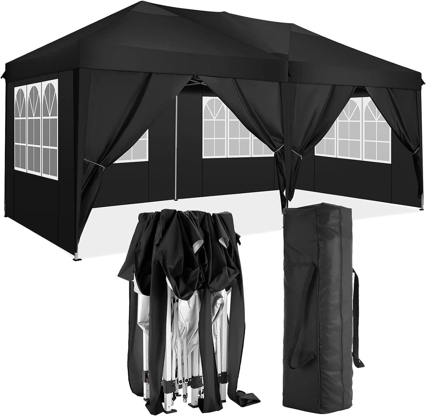 10'x20' Folding Canopy with 6 Removable Sidewalls Outdoor Shelter