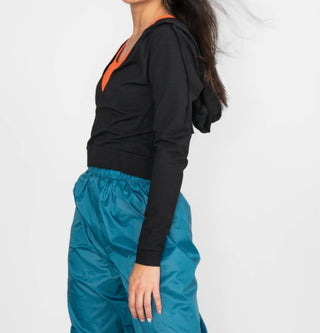 Body Wrappers - Long Sleeve Cropped Criss Cross Hoodie