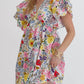Entro - Colorful Floral Short Ruffle Dress