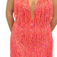 Aleta - Plunging Neckline Fringe Dress