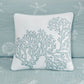 4 Piece Cotton Reversible Embroidered Quilt Set with Throw Pillow Aqua King/Cal King