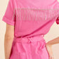 Blue B - Utility Twill Stretch Tie Front Rhinestone Jumpsuit