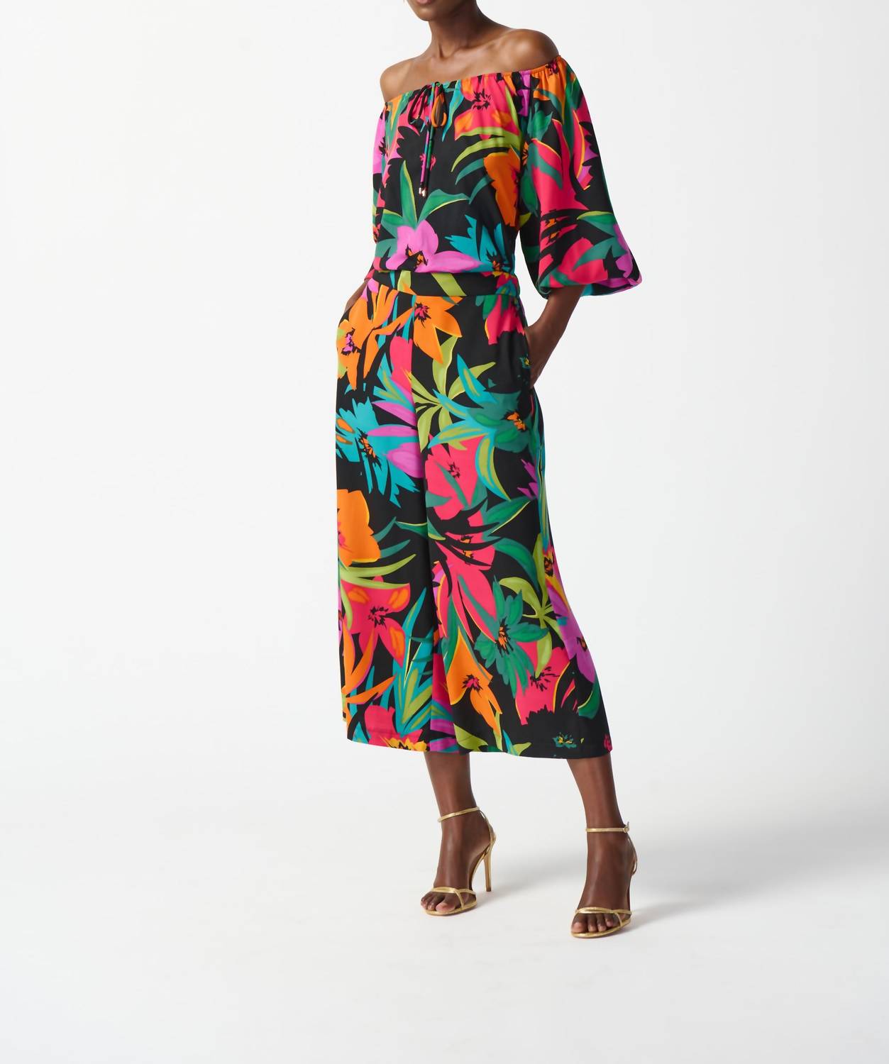Joseph Ribkoff - Hibiscus Print Wide Leg Culotte