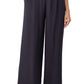 Eileen Fisher High Waist Pleated Wide Leg Silk Pants in Nocturne, Size Large