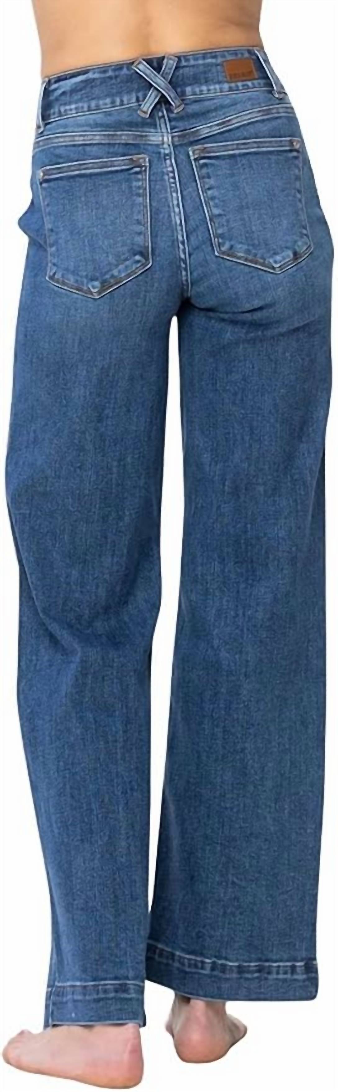 Judy Blue - High Waist Double Button Wide Leg Denim Jeans