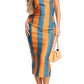 ASOS DESIGN Stripe Strapless Body-Con Midi Dress in Orange Multi, Size 6 Us