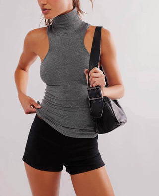 Free People - Camiseta sem costura Always Ready com gola alta