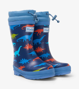 Hatley - Botas de chuva com forro de sherpa Dino Silhouettes para meninos