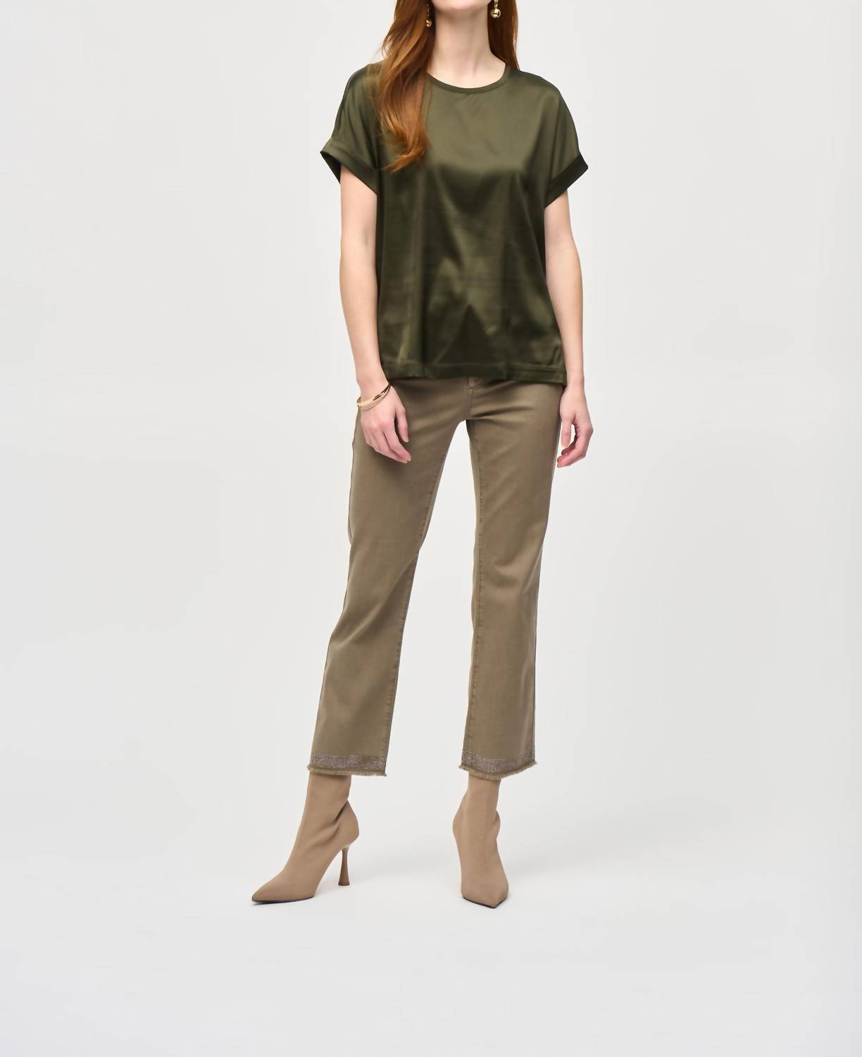 Joseph Ribkoff - Satin Front Short Sleeve Blouse