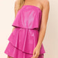 Idem Ditto - Strapless 3-tiered faux leather romper