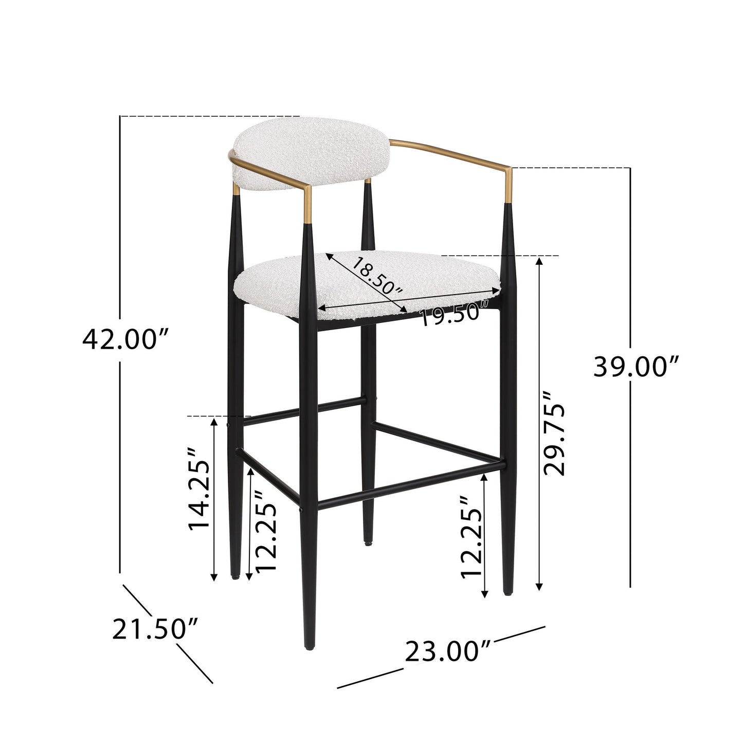 Upholstered Bar Stools with Backs for Kitchen Island (Set of 2) - Beige