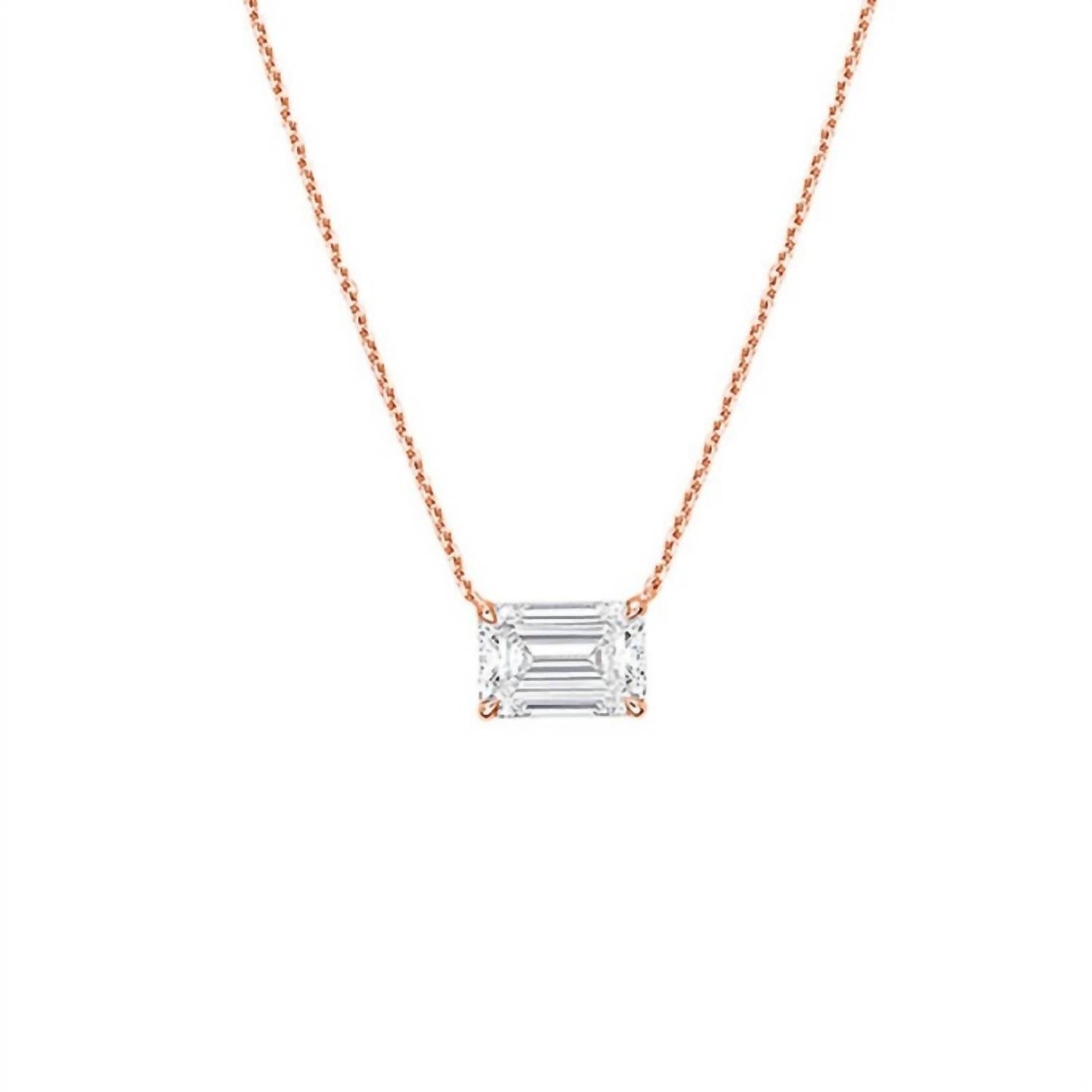 Diana M Jewels - Lab Grown East West Diamond Solitaire Pendant Necklace