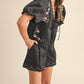 &Merci - Floral Lace Trim Top And Shorts Set