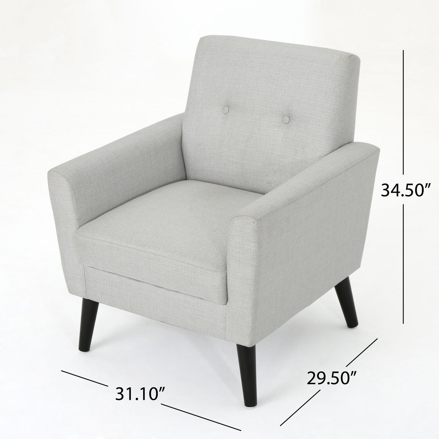 Radiantize Upholstered Fabric Club Chair With Square-Off Back And Button Tufted