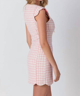 Baby Pink - Scallop Cap Sleeve Mini Dress