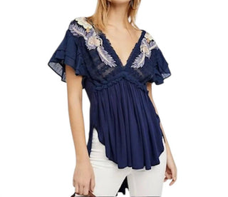 Free People - Top bordado Fiesta Nueva com costas abertas