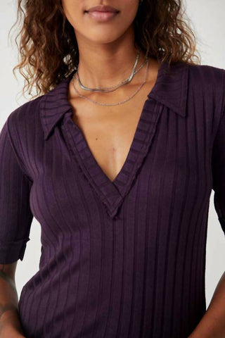 Free People - Blusa de manga curta com gola polo Krystal