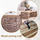 47.2 Rustic Carved Wood Coffee Table – Handcrafted Look with Ornate Side Panels