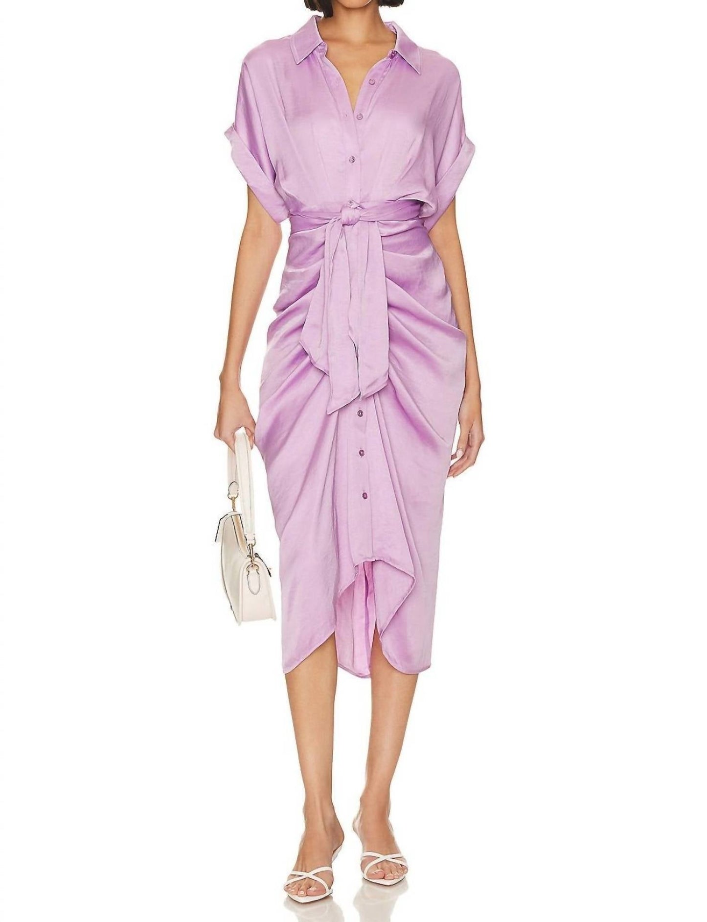 Steve Madden - SATIN TIE WAIST MIDI DRESS