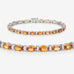16.73 Carat Genuine Orange Sapphire and White Diamond 14K White Gold Bracelet