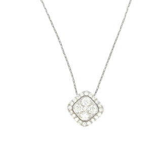 Aamiaa - Pingente de diamante natural Cushion Halo Cluster de 1,00 quilates