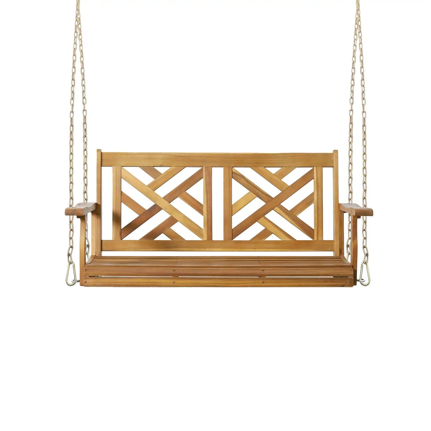 Alejandro Acacia Wood Porch Swing with Slat Panel Seating