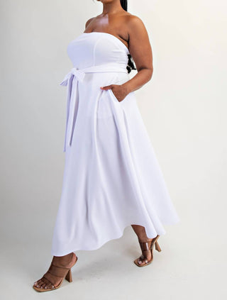The Curve La - Plus Size Knit Tube Maxi Dress With Self Belt