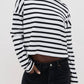 Askk Ny - Cropped Long Sleeve Stripe Tee