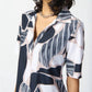 Joseph Ribkoff - Abstract Print Short Sleeve Maxi Shirt Dress