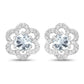 0.61 Carat Genuine Aquamarine and White Diamond 14K White Gold Earrings