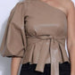 Karina Grimaldi - Faux Leather One Shoulder Top